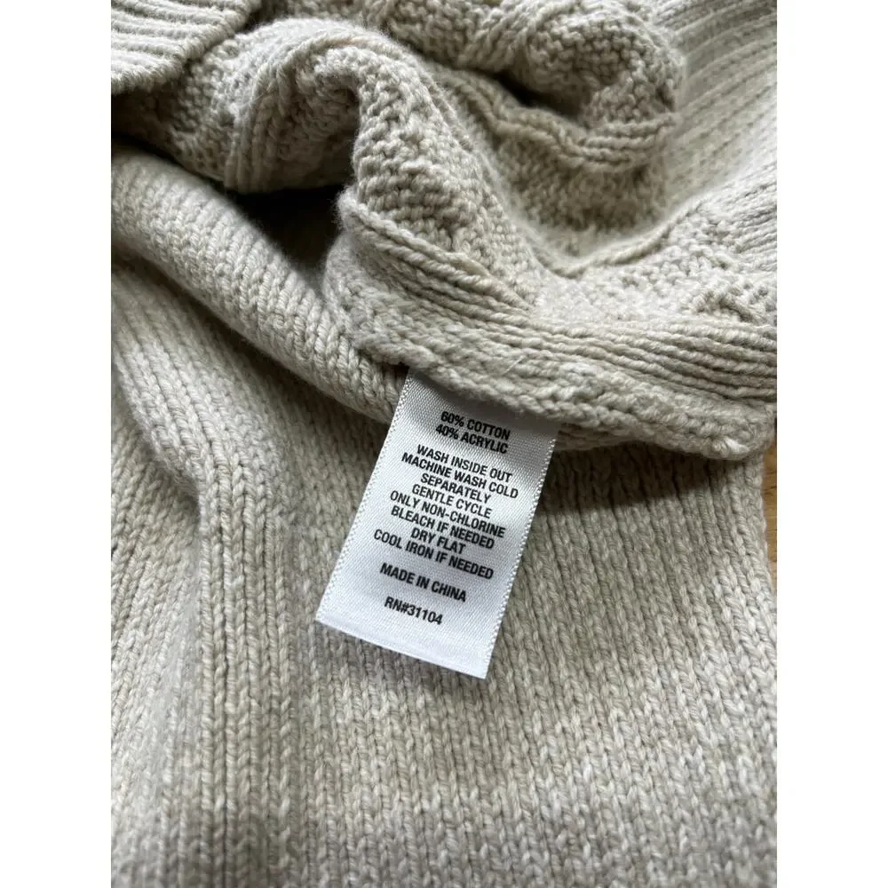 NWT Crown & Ivy Knit Fisherman Coastal Oatmeal Mock Neck Sweater Size Medium - Picture 9 of 9